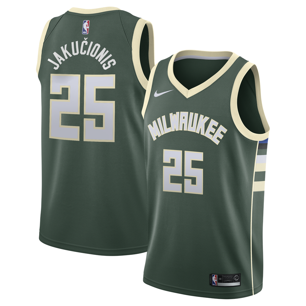 Kasparas Jakučionis Milwaukee Bucks Icon Edition Swingman Jersey - White - Youth