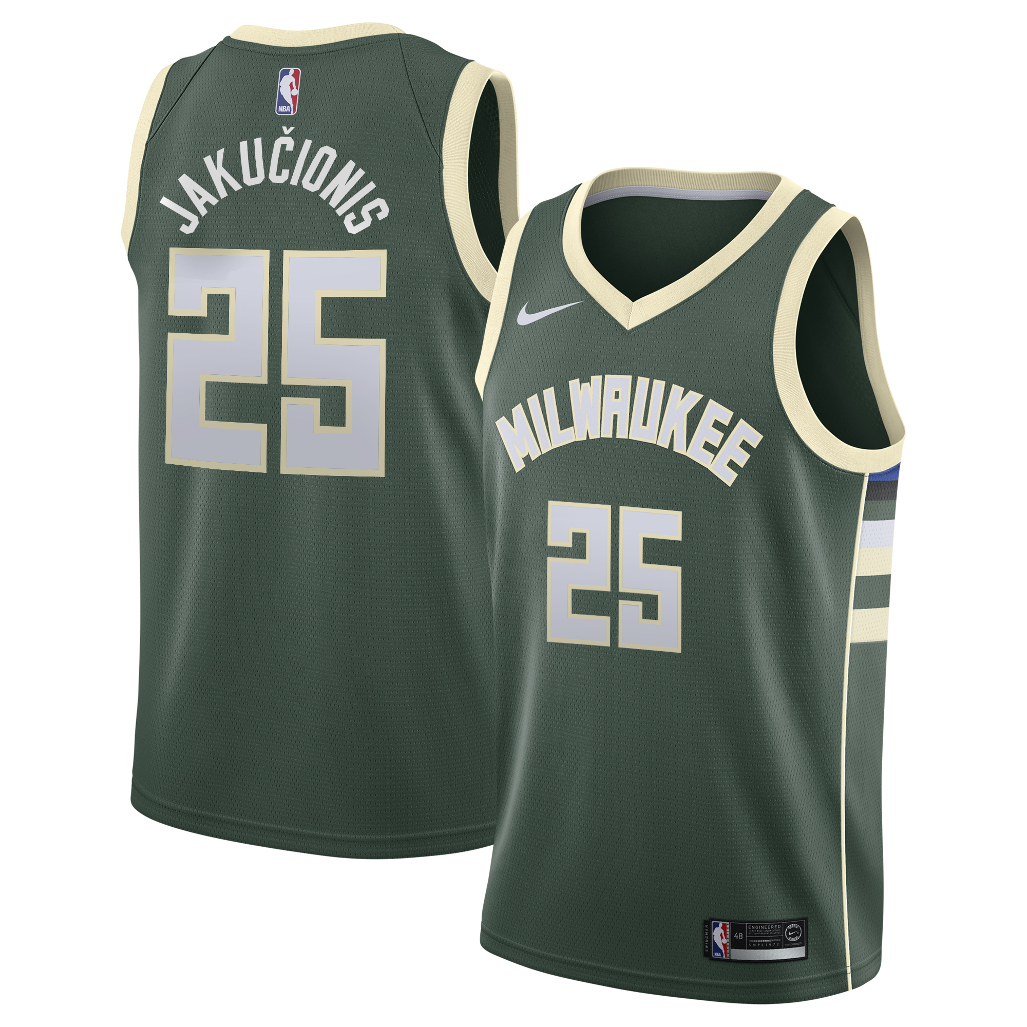 Kasparas Jakučionis Milwaukee Bucks Icon Edition Swingman Jersey - White - Youth