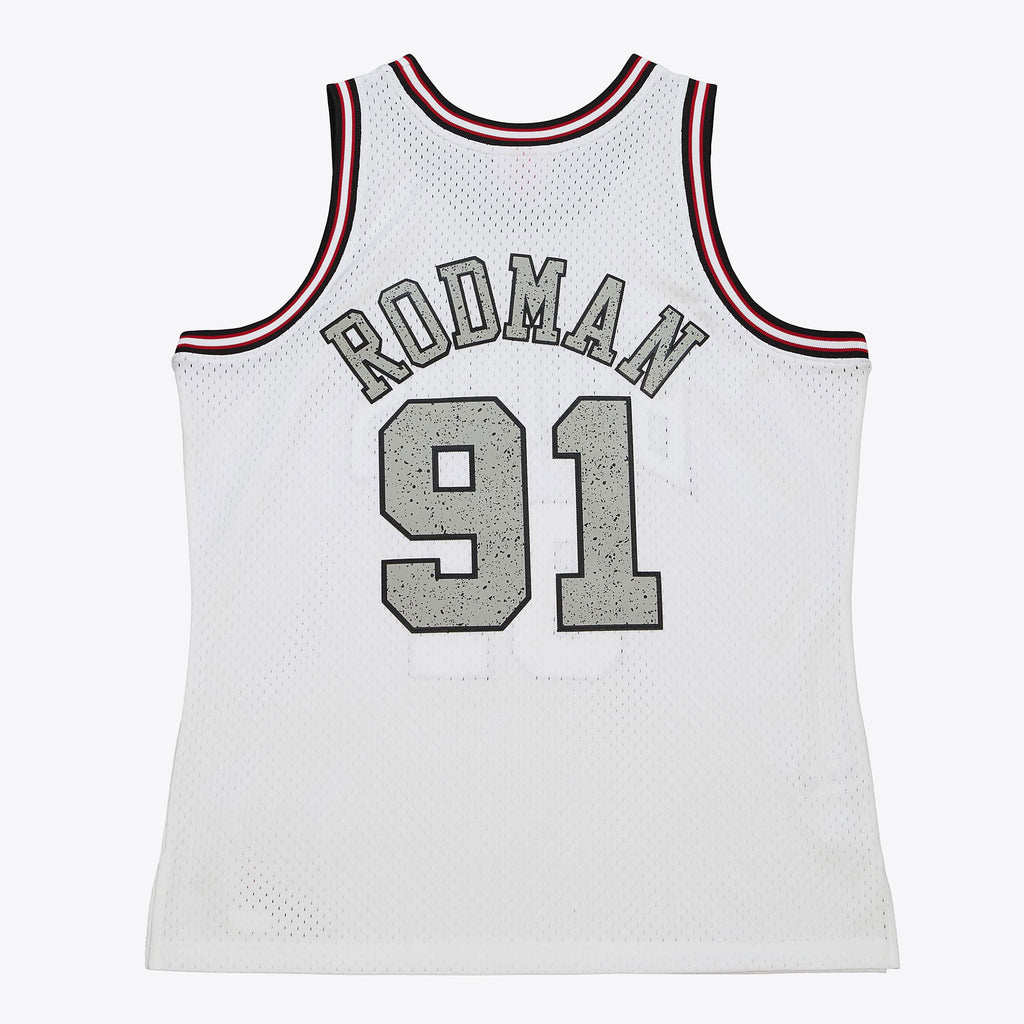 Dennis Rodman Chicago Bulls 1997 Cracked Cement Swingman Jersey - White