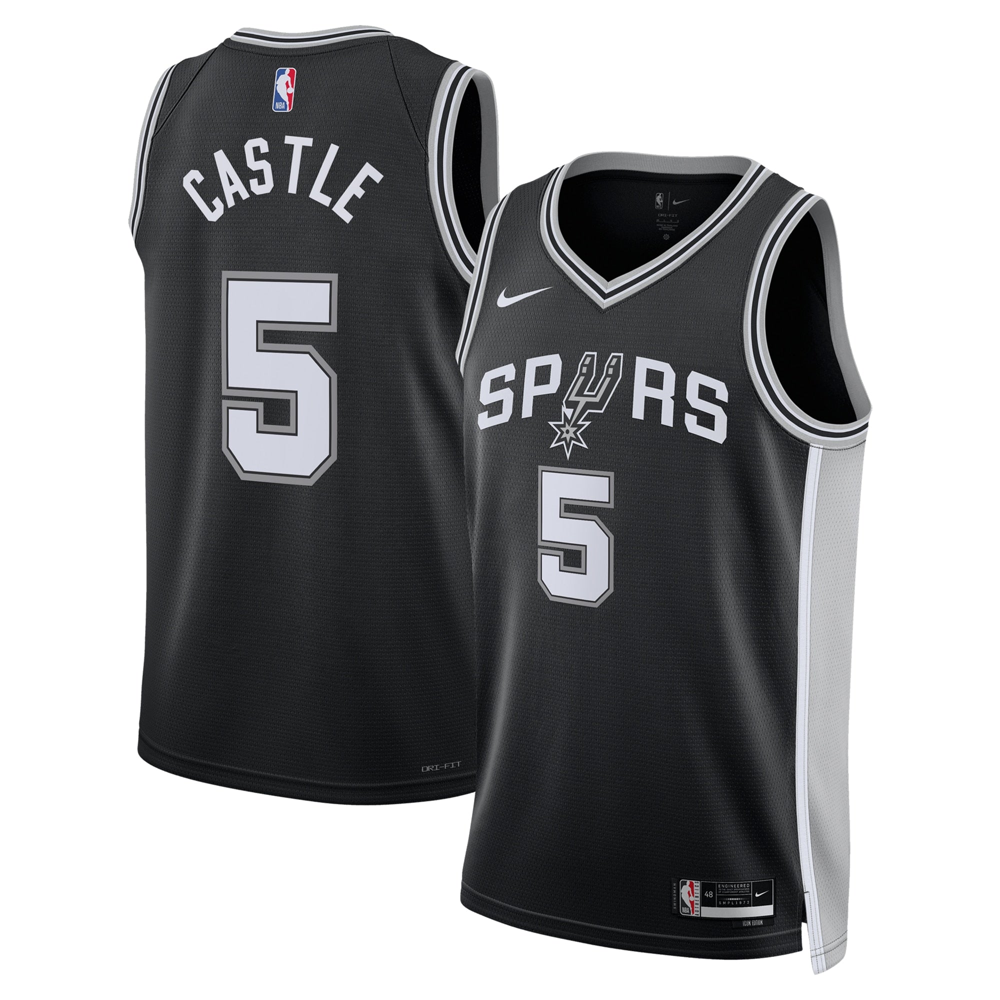 Stephon Castle San Antonio Spurs Swingman Icon Jersey - Black - Unisex