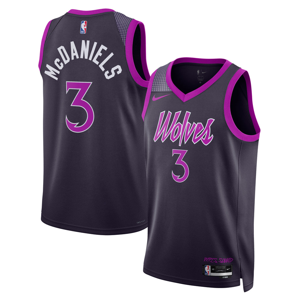 Jaden McDaniels Minnesota Timberwolves 2025/26 City Edition Swingman Jersey - Black - Unisex