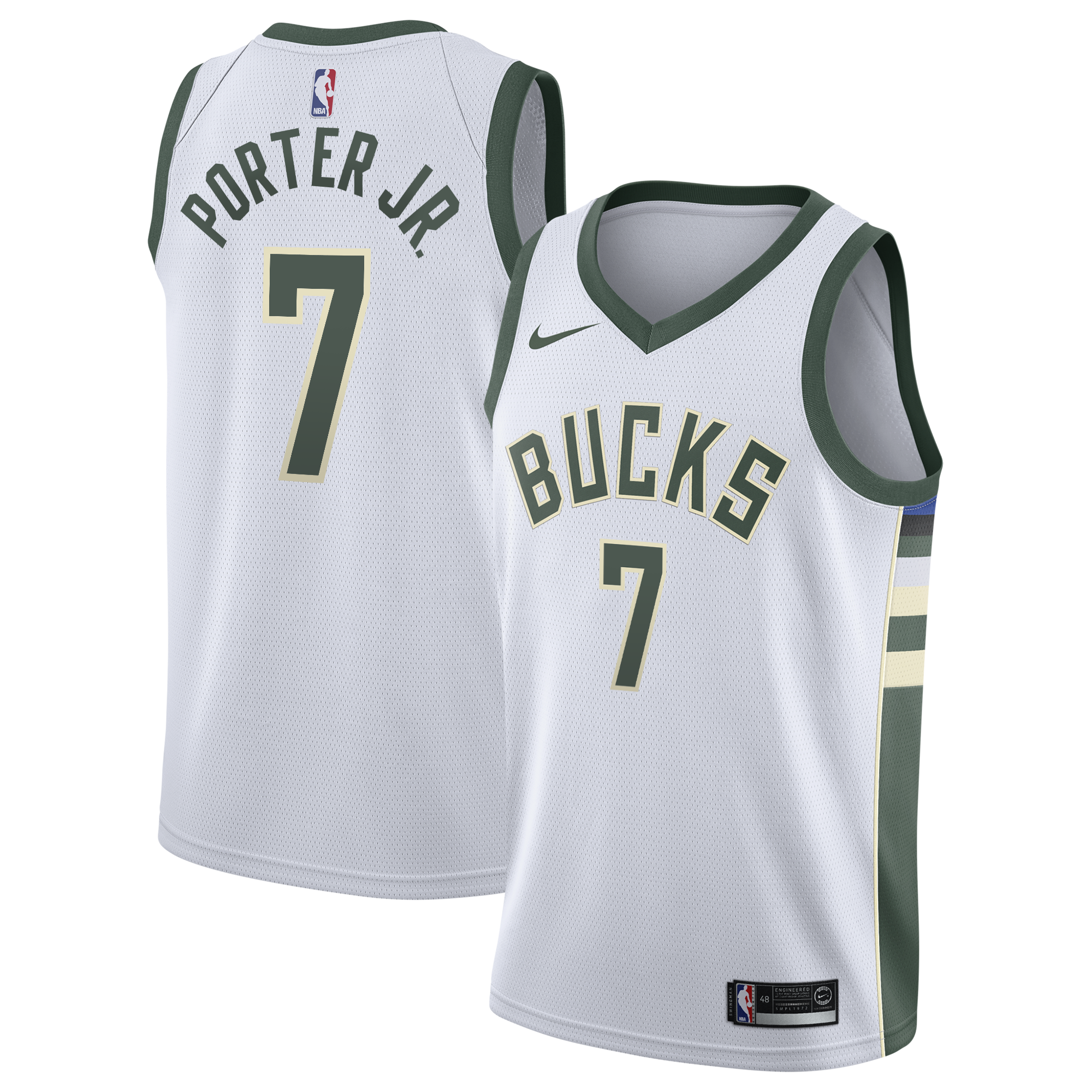 Kevin Porter Jr. Milwaukee Bucks Association Edition Swingman Jersey - White - Youth