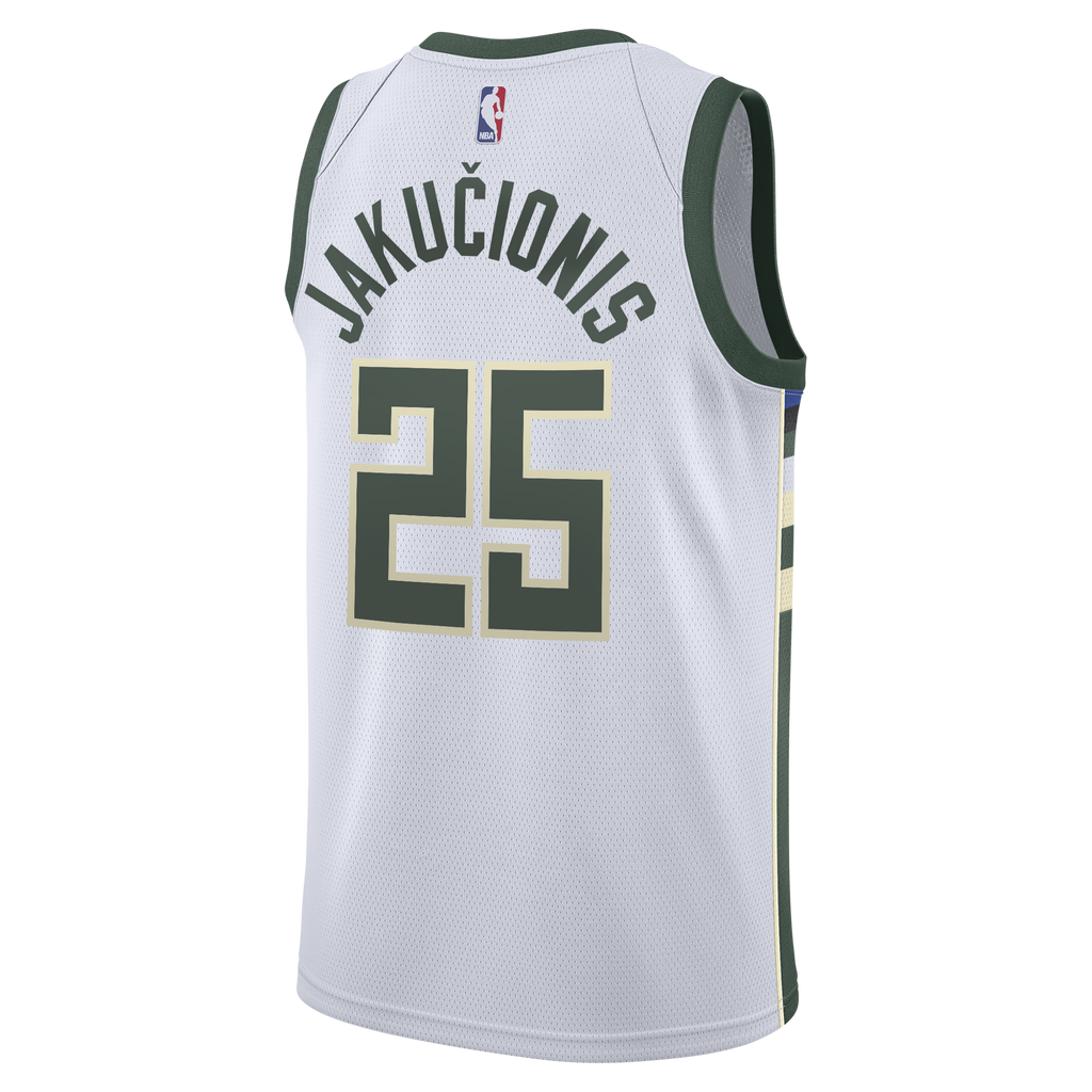 Kasparas Jakučionis Milwaukee Bucks Association Edition Swingman Jersey - White - Youth