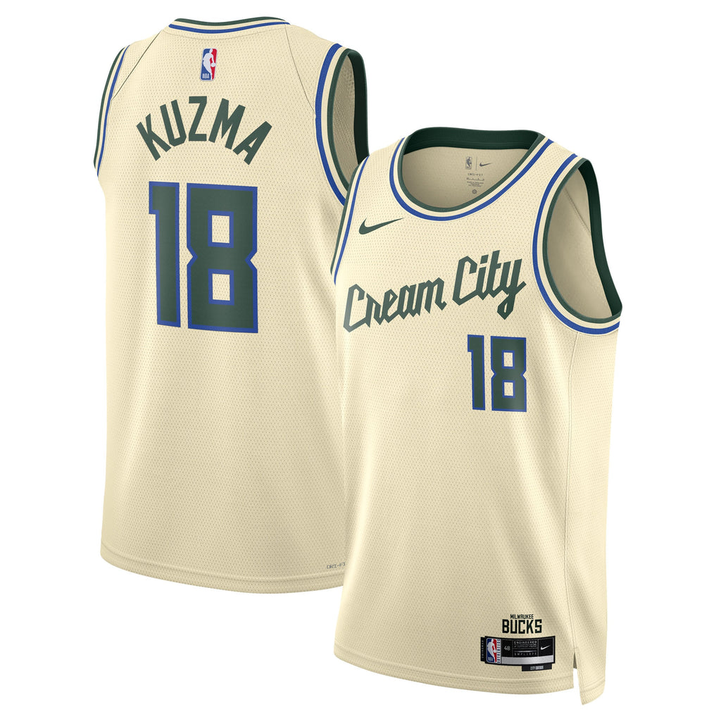 Kyle Kuzma Milwaukee Bucks 2025/26 City Edition Swingman Jersey - Cream - Unisex