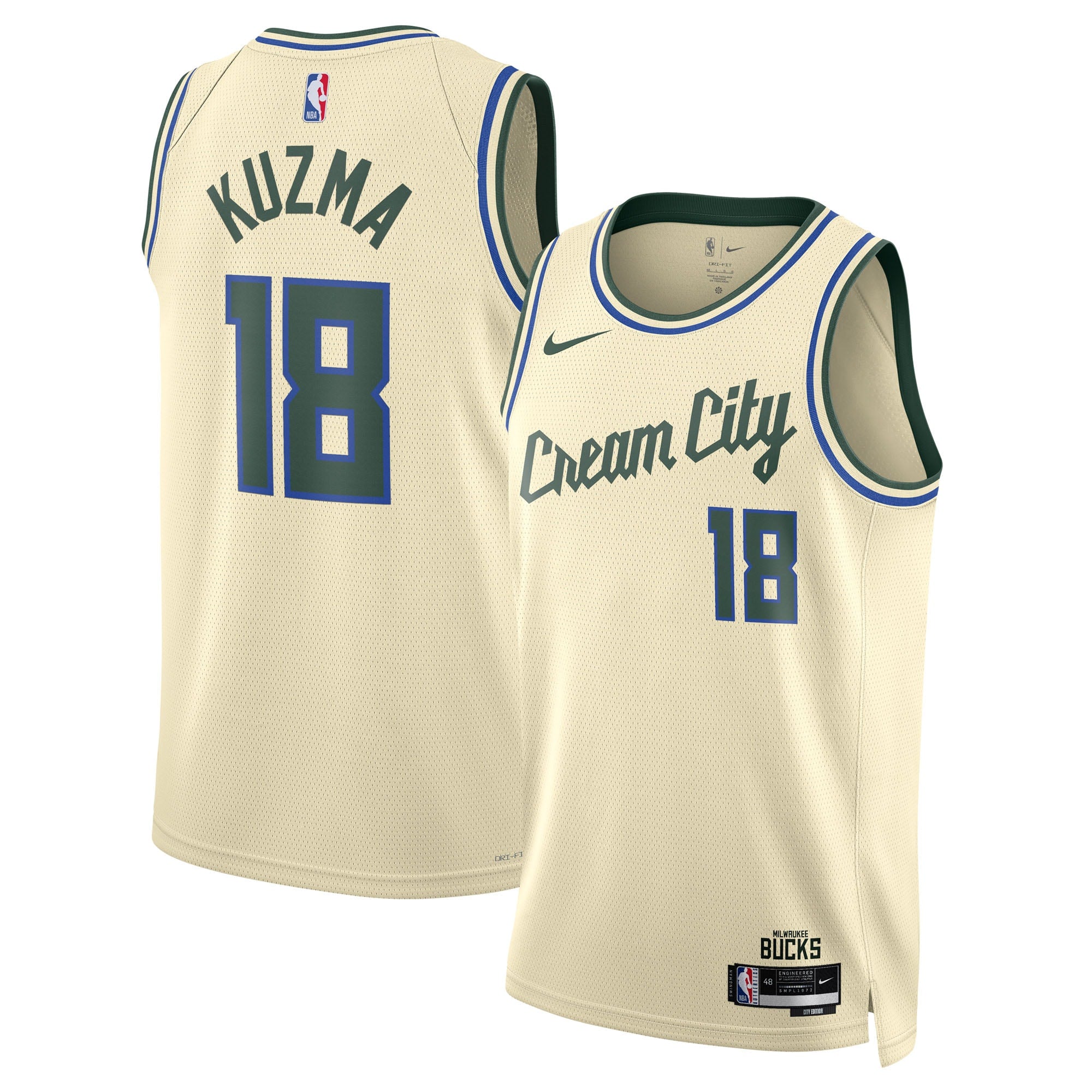 Kyle Kuzma Milwaukee Bucks 2025/26 City Edition Swingman Jersey - Cream - Unisex