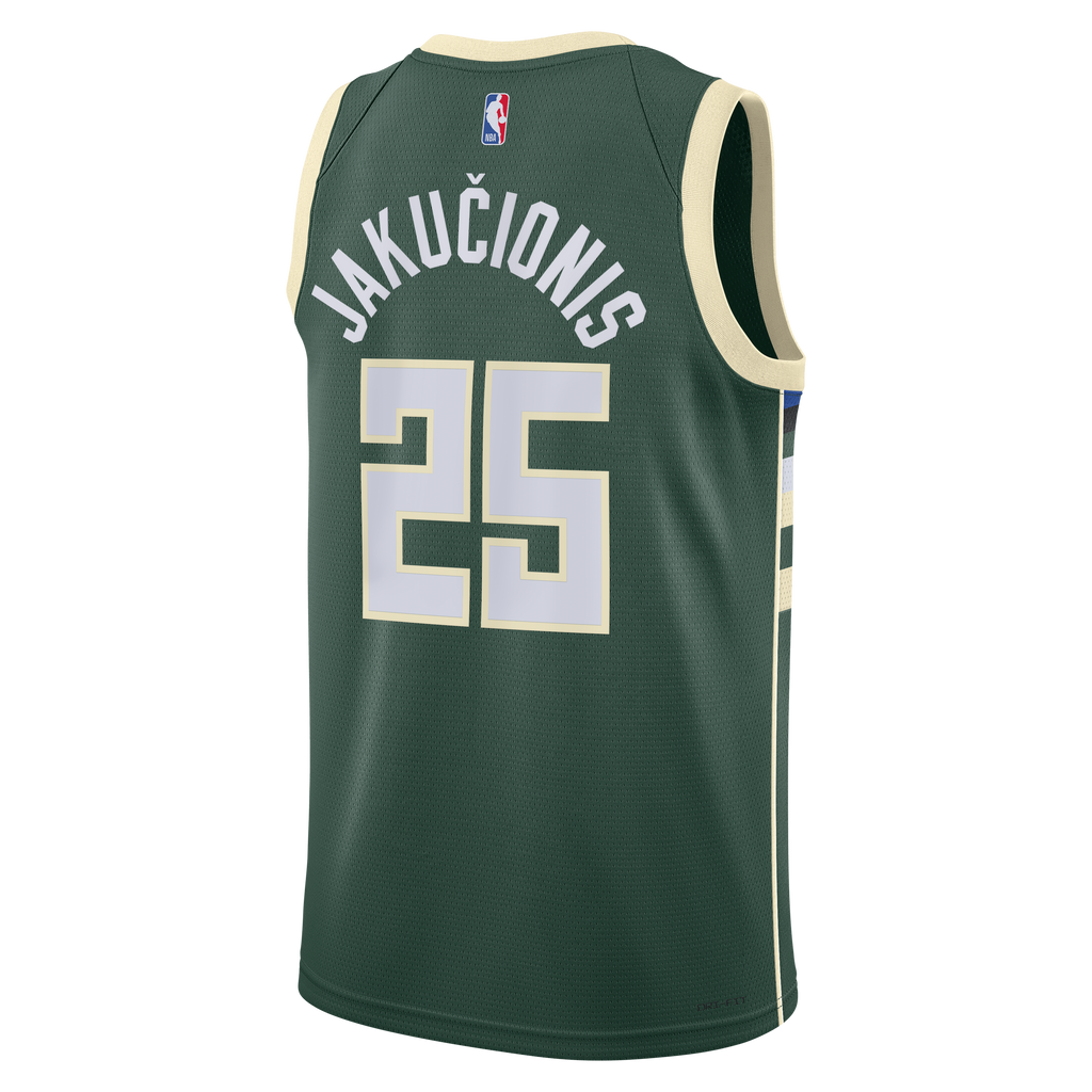 Kasparas Jakučionis Milwaukee Bucks Icon Edition Swingman Jersey - White - Unisex