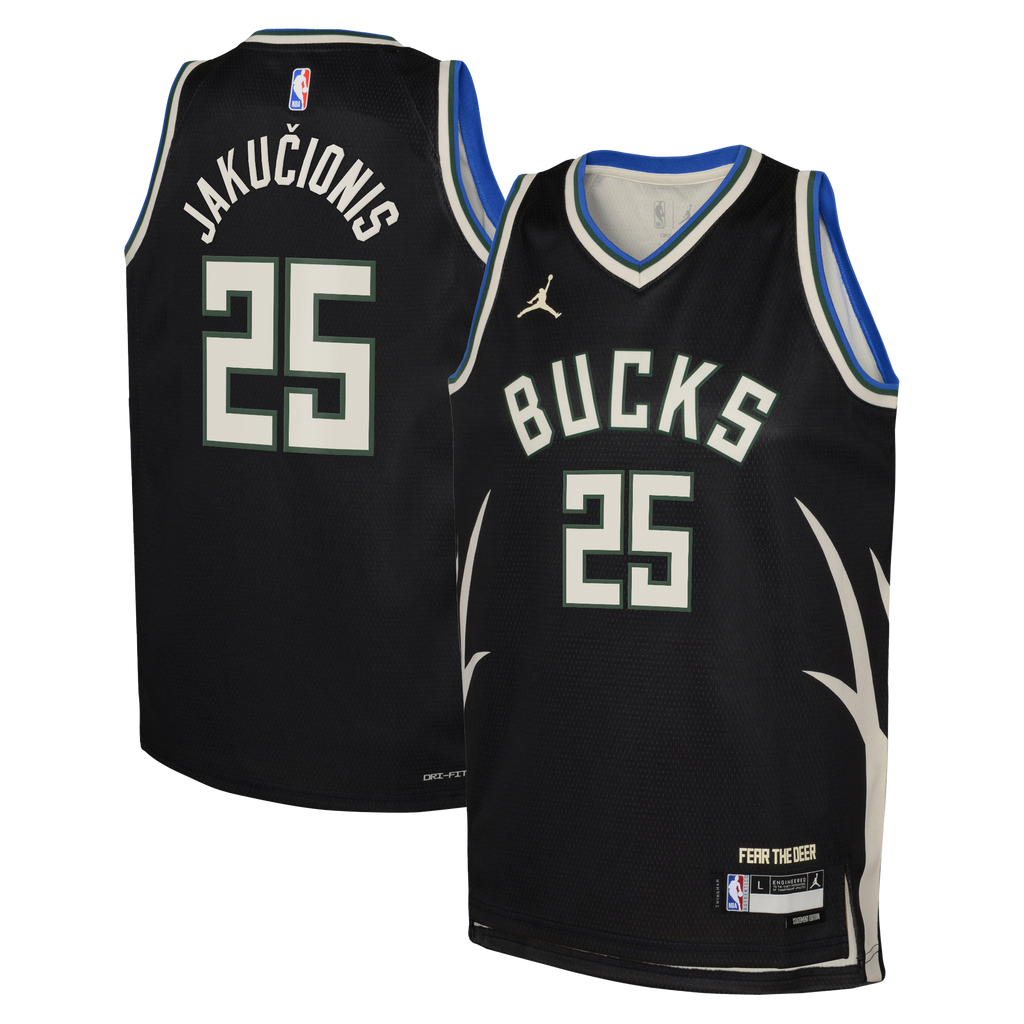 Kasparas Jakučionis Milwaukee Bucks Statement Edition Swingman Jersey - Hunter Green - Youth